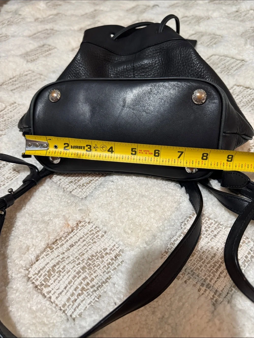 Black Rag & Bone Black Pebbled Leather Backpack Drawstring Mini Backpack - Women